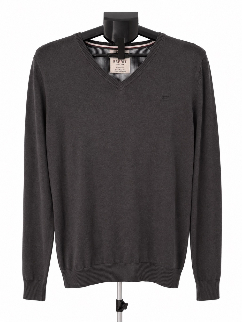 MENS ESPRIT LONG SLEEVE GRAY V NECK SWEATER
